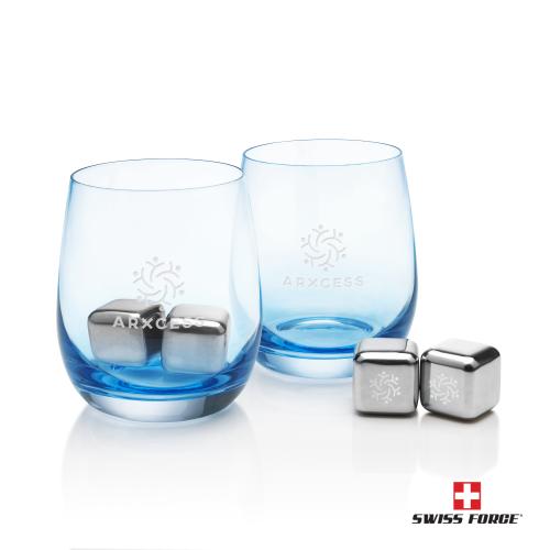 Swiss Force® S/S Ice Cubes & 2 Soudan OTR - Smoke Custom Barware Glasses - Whisky Glasses - Swiss Force® S/S Ice Cubes & 2 Soudan OTR - Smoke