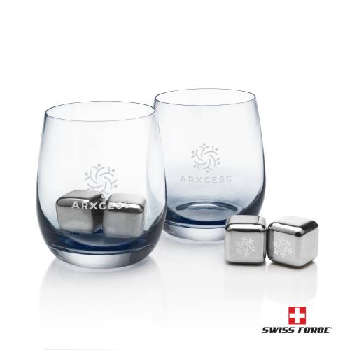 Swiss Force® S/S Ice Cubes & 2 Soudan OTR - Smoke Custom Barware Glasses - Whisky Glasses - Swiss Force® S/S Ice Cubes & 2 Soudan OTR - Smoke