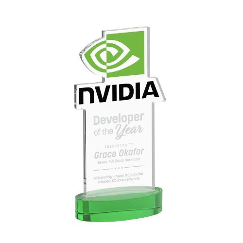 Awards and Plaques - Crystal Trophies - EdgeCraft Rectangle on Alberton - Green (via Air)