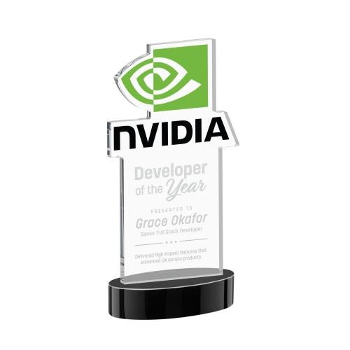 Awards and Plaques - Crystal Trophies - EdgeCraft Rectangle on Alberton - Black (via Air)