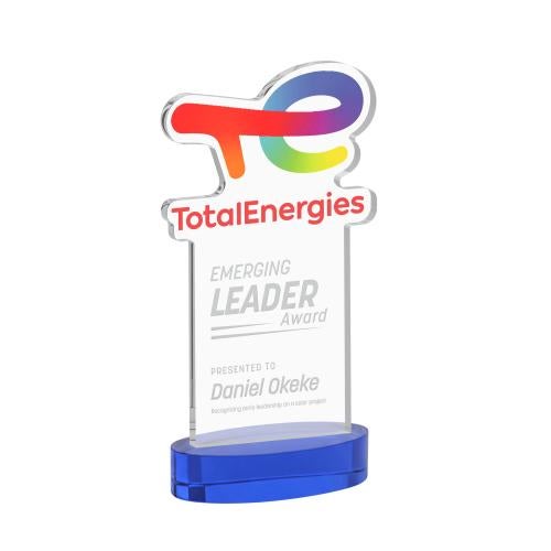 Awards and Plaques - Crystal Trophies - EdgeCraft Rectangle on Alberton - Blue (via Air)