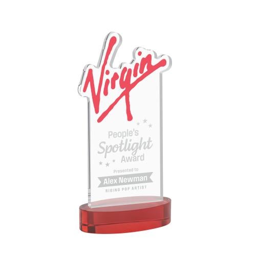Awards and Plaques - Crystal Trophies - EdgeCraft Rectangle on Alberton - Red (via Air)