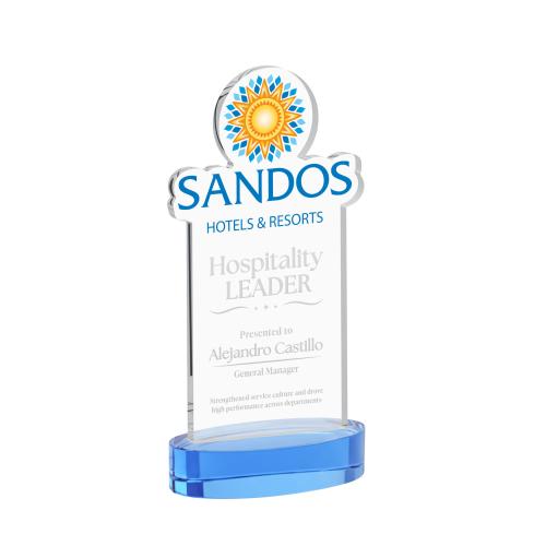 Awards and Plaques - Crystal Trophies - EdgeCraft Rectangle on Alberton - Sky Blue (via Air)