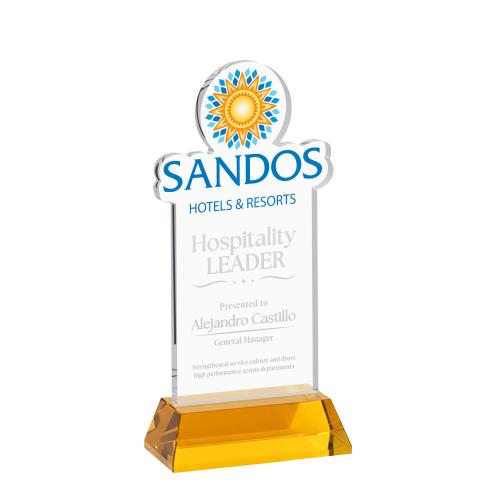 Awards and Plaques - Crystal Trophies - EdgeCraft Rectangle on Hartford - Amber (via Air)