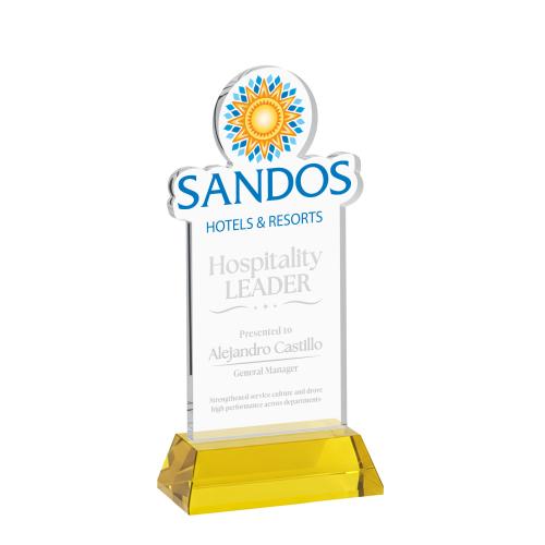 Awards and Plaques - Crystal Trophies - EdgeCraft Rectangle on Hartford - Gold (via Air)