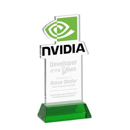 Awards and Plaques - Crystal Trophies - EdgeCraft Rectangle on Hartford - Green (via Air)
