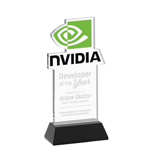 Awards and Plaques - Crystal Trophies - EdgeCraft Rectangle on Hartford - Black (via Air)