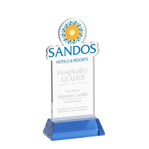Awards and Plaques - Crystal Trophies - EdgeCraft Rectangle on Hartford - Sky Blue (via Air)