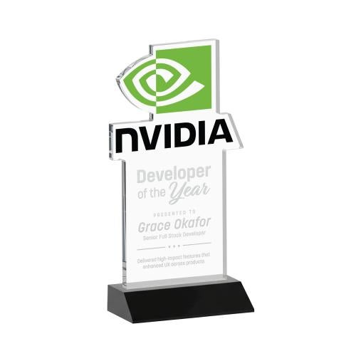 Awards and Plaques - Crystal Trophies - EdgeCraft Rectangle on Mitered - Black (via Air)