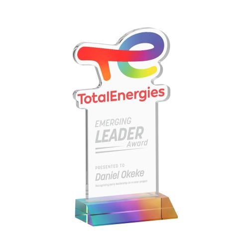 Awards and Plaques - Crystal Trophies - EdgeCraft Rectangle on Mitered - Prismatic (via Air)