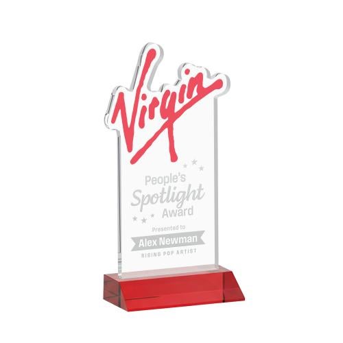 Awards and Plaques - Crystal Trophies - EdgeCraft Rectangle on Mitered - Red (via Air)