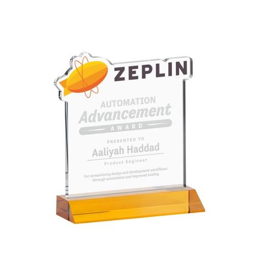 Awards and Plaques - Crystal Trophies - EdgeCraft Square on Mitered - Amber (via Air)