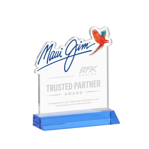 Awards and Plaques - Crystal Trophies - EdgeCraft Square on Mitered - Sky Blue (via Air)