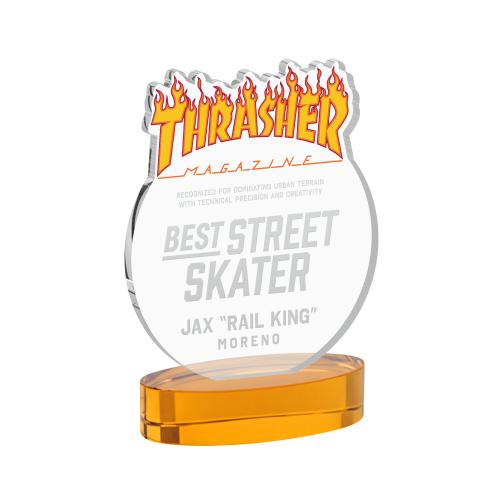 Awards and Plaques - Crystal Trophies - EdgeCraft Round on Alberton - Amber (via Air)