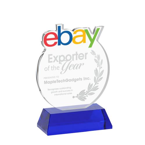 Awards and Plaques - Crystal Trophies - EdgeCraft Round on Hartford - Blue (via Air)