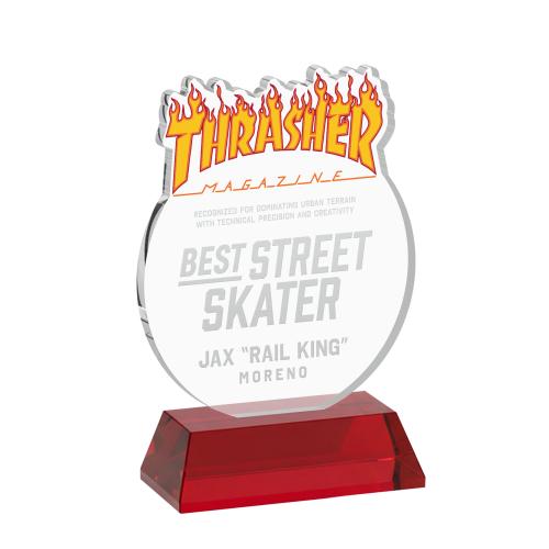 Awards and Plaques - Crystal Trophies - EdgeCraft Round on Hartford - Red (via Air)