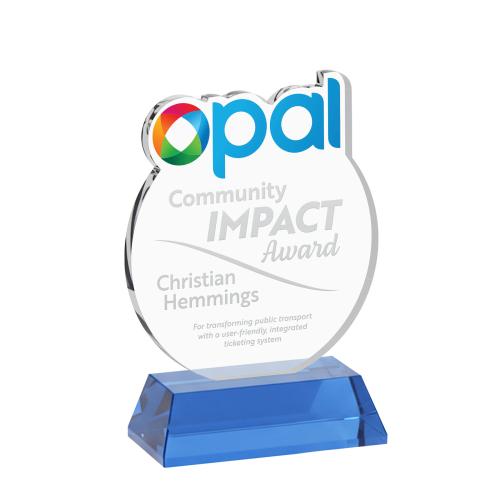 Awards and Plaques - Crystal Trophies - EdgeCraft Round on Hartford - Sky Blue (via Air)