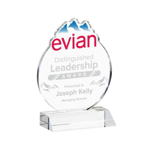 Awards and Plaques - Crystal Trophies - EdgeCraft Round on Mitered - Clear (via Air)