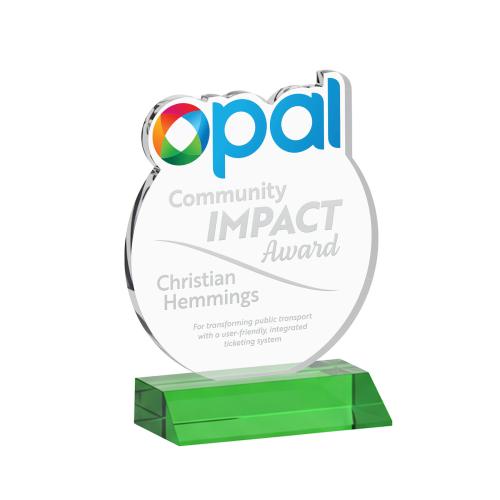 Awards and Plaques - Crystal Trophies - EdgeCraft Round on Mitered - Green (via Air)