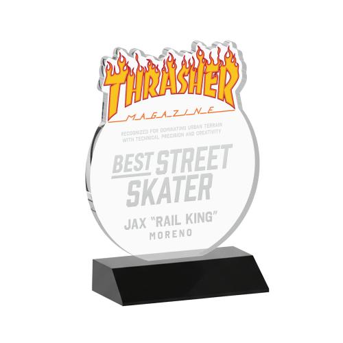 Awards and Plaques - Crystal Trophies - EdgeCraft Round on Mitered - Black (via Air)