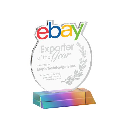 Awards and Plaques - Crystal Trophies - EdgeCraft Round on Mitered - Prismatic (via Air)