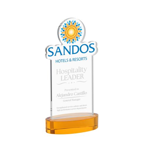 Awards and Plaques - Crystal Trophies - EdgeCraft Rectangle on Alberton - Amber (via Ocean)
