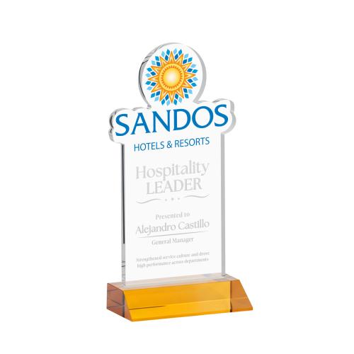 Awards and Plaques - Crystal Trophies - EdgeCraft Rectangle on Mitered - Amber (via Ocean)