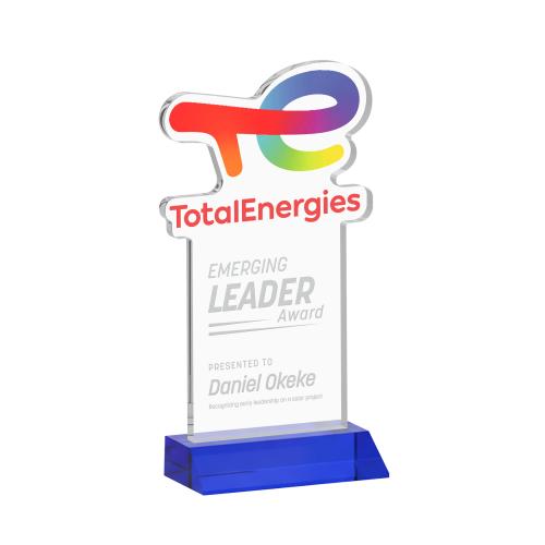 Awards and Plaques - Crystal Trophies - EdgeCraft Rectangle on Mitered - Blue (via Ocean)