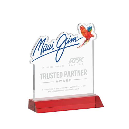 Awards and Plaques - Crystal Trophies - EdgeCraft Square on Mitered - Red (via Ocean)