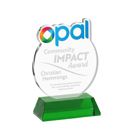 Awards and Plaques - Crystal Trophies - EdgeCraft Round on Hartford - Green (via Ocean)