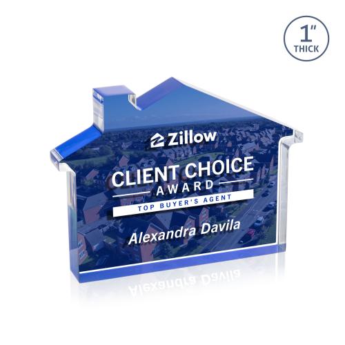 Awards and Plaques - Acrylic Trophies - Homestyle Full Color Dillon Sided Blue Unique Acrylic Trophy