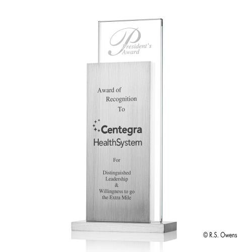 Awards and Plaques - Crystal Trophies - Starfire Tower Rectangle Metal Trophy