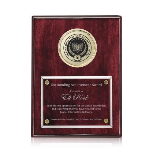 Awards and Plaques - Wall Plaque Awards - Zapata Plaque - Rosewood/Gold