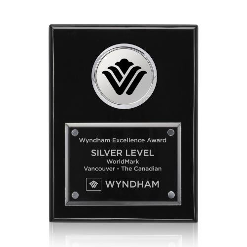 Awards and Plaques - Wall Plaque Awards - Zapata Plaque - Black/Chrome