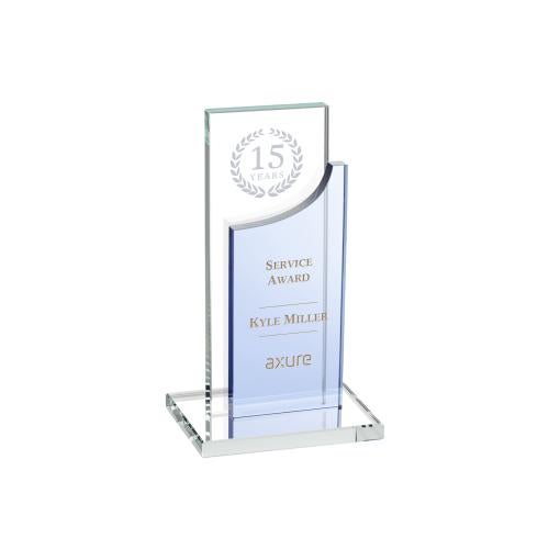 Awards and Plaques - Crystal Trophies - Tuttle Sky Blue Rectangle Crystal Trophy