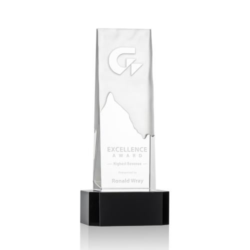 Awards and Plaques - Crystal Trophies - Siegel on Base Black Towers Crystal Trophy
