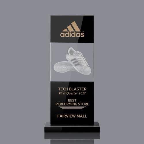 Awards and Plaques - Crystal Trophies - Berry 3D Black Rectangle Crystal Trophy