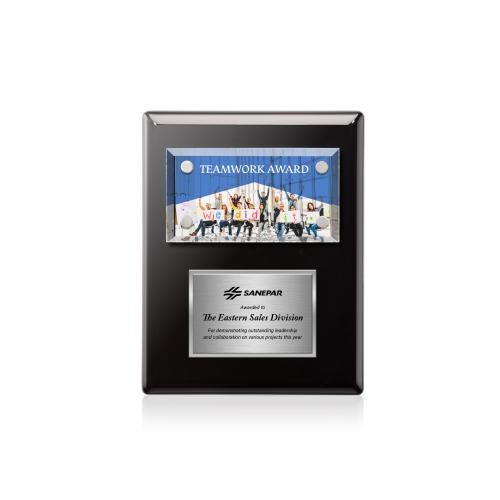 Awards and Plaques - Wall Plaque Awards - Woodward Full Color Plaque - Black/Silver