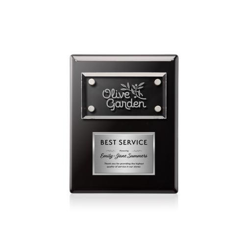 Awards and Plaques - Wall Plaque Awards - Woodward Plaque - Black/Silver