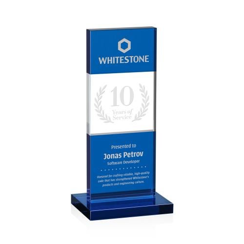Awards and Plaques - Crystal Trophies - Berry Blue Crystal Trophy