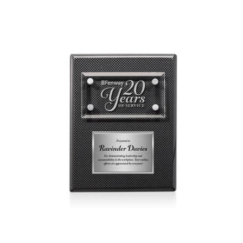 Awards and Plaques - Wall Plaque Awards - Woodward Plaque - Carbon Fibre/Silver
