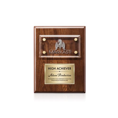 Awards and Plaques - Wall Plaque Awards - Woodward Plaque - Walnut/Gold