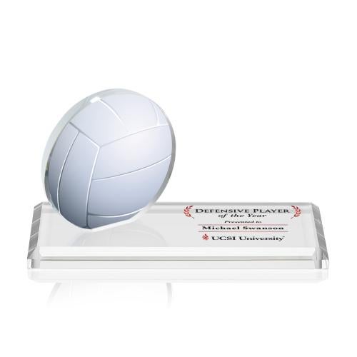 Awards and Plaques - Crystal Trophies - Hutchison Full Color Volleyball Circle Wood Trophy