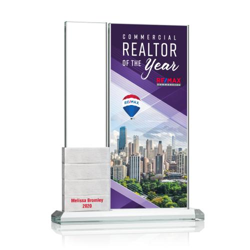 Awards and Plaques - Crystal Trophies - Valle Perpetual Full Color Silver Rectangle Crystal Trophy