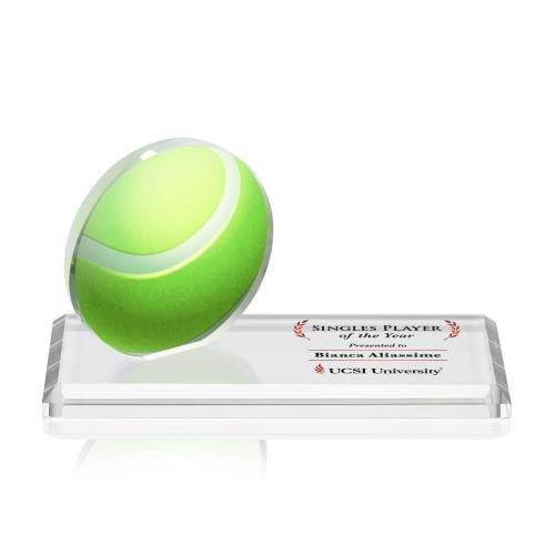 Awards and Plaques - Crystal Trophies - Hutchison Full Color Tennis Circle Wood Trophy