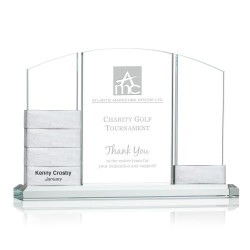 Awards and Plaques - Crystal Trophies - Guillen Perpetual Silver Peaks Crystal Trophy
