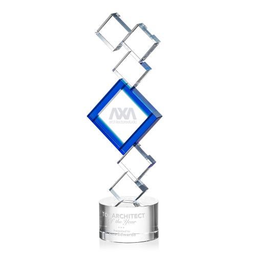 Awards and Plaques - Crystal Trophies - Miles Deep Etch Unique Crystal Trophy