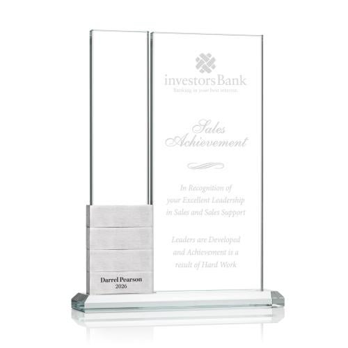 Awards and Plaques - Crystal Trophies - Valle Perpetual Silver Rectangle Crystal Trophy