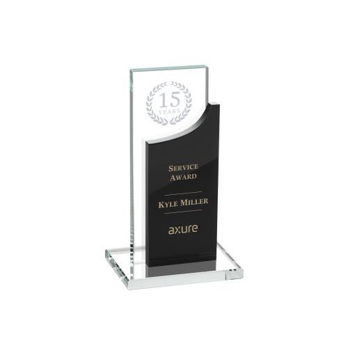 Awards and Plaques - Crystal Trophies - Tuttle Black Rectangle Crystal Trophy