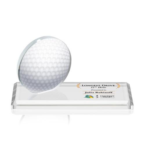 Awards and Plaques - Crystal Trophies - Hutchison Full Color Golf Circle Wood Trophy